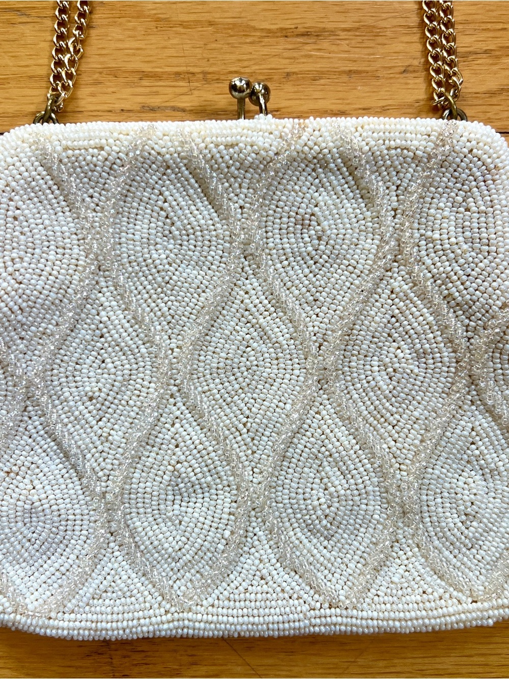 Vintage White Beaded Evening Bag